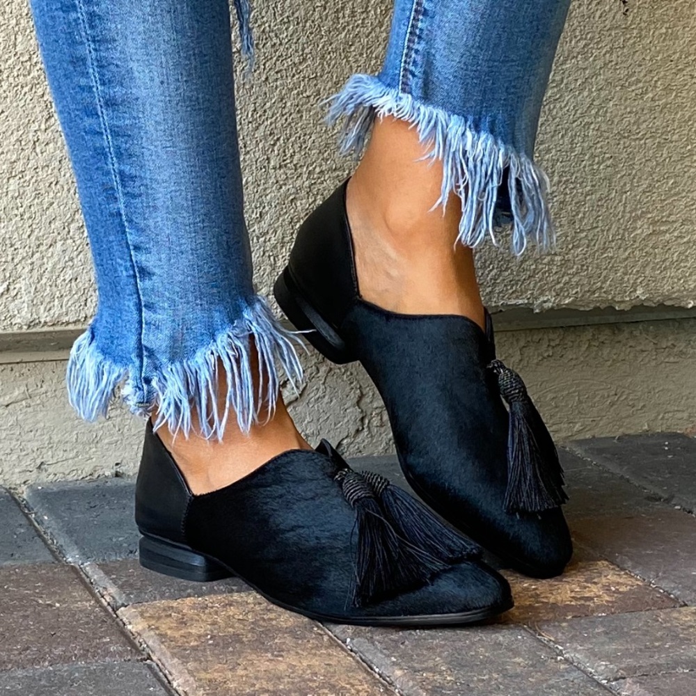 Anthropologie Black Tassel Loafers
